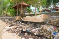 Cement erosion barrackade and steps on a beach Royalty Free Stock Photo