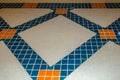 Cement Floor and Square Pattern Color Bllue and Yellow Royalty Free Stock Photo