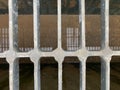 cement grating covers the drain pipe of a big city below, seeing the clear water Royalty Free Stock Photo