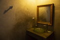 Cement interior style in restroom, basin countertop.