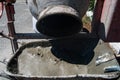 Cement mixer evacuate in a stroller.