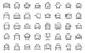 Cement mixer icons set outline vector. Concrete material mix