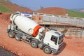 Cement mixer on a road construction site