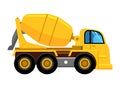 Cement mixer truck. work yellow vehicle concrete mixer car vector picture