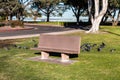 Cement Park Bench at Chula Vista Bayfront Park Royalty Free Stock Photo