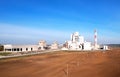 Cement plant with pipes. ÃÂ¡ement production process and Industrial solution. factory with smoke pipe. Chimney smokestack emission Royalty Free Stock Photo