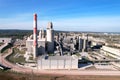 Cement plant with pipes. ÃÂ¡ement production process and Industrial solution. factory with smoke pipe. Chimney smokestack emission Royalty Free Stock Photo