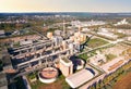 Cement plant with pipes. ement production process and Industrial solution. factory with smoke pipe. Chimney smokestack emission. Royalty Free Stock Photo