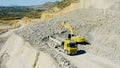 Aerial view of the excavation in a opensky quarry in Alicante, Spain.