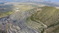 Aerial view of the excavation in a opensky quarry in Alicante, Spain.