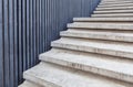 Cement stairway with blue wood wall in modern building. Royalty Free Stock Photo