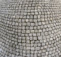 Cement tile curving outward into a bulge Royalty Free Stock Photo