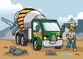 Cement truck illustration on construction site Royalty Free Stock Photo