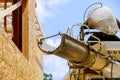 Cement truck mixer pouring cement fresh concrete Royalty Free Stock Photo