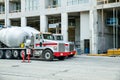 Cement trucks at construction site Royalty Free Stock Photo