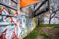 Playground walls covered in graffiti in Vienna Austria