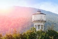 Cement water storage tank for Mountain and forest background