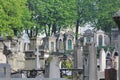 Photo made on the Cemetery in Paris, France with graves, monuments and statues Royalty Free Stock Photo