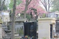 Photo made on the Cemetery in Paris, France with graves, monuments and statues Royalty Free Stock Photo