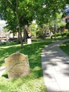 Cemetery Alley and graveyards and tombstones Royalty Free Stock Photo