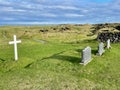 Cemetery of black church in Budir, Budakirkja. Snaefellsnes Peninsula, Iceland.