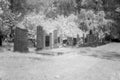 Cemetery in black and white infrared light in Hoogeveen