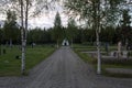 Cemetery in Borgvattnet, Sweden, in the evening Royalty Free Stock Photo