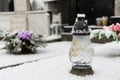 Cemetery covered by snow in winter. Slovakia Royalty Free Stock Photo