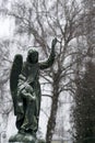 Cemetery covered by snow in winter. Slovakia Royalty Free Stock Photo