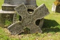 Cemetery fallen broken Celtic cross Royalty Free Stock Photo