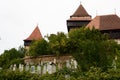 The cemetery and the fortified church of Viscri. Brasov county. Transylvania. Romania Royalty Free Stock Photo