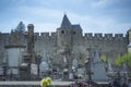 Cemetery in front of the fortress of Carcassonne Royalty Free Stock Photo