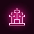 cemetery icon. Elements of web in neon style icons. Simple icon for websites, web design, mobile app, info graphics Royalty Free Stock Photo