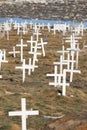 Crosses in the cemetery at Iqaluit, Nunavut