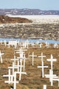 Crosses in the cemetery at Iqaluit, Nunavut