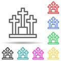 cemetery multi color style icon. Simple thin line, outline  of web icons for ui and ux, website or mobile application Royalty Free Stock Photo