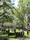 Cemetery next to an old church in Manhattan Royalty Free Stock Photo