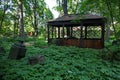 In the cemetery. Old abandoned iron brocken crypt. Royalty Free Stock Photo