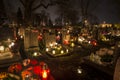 Cemetery in Poland on All Saints Day Royalty Free Stock Photo