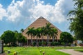 Cemetery with pyramid mausoleum, front view - Forest Lawn Funeral Home, Davie, Florida, USA