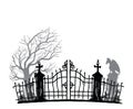 Cemetery Silhouette - black and gray tones Royalty Free Stock Photo