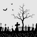 Cemetery Silhouette Vector Royalty Free Stock Photo