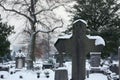Cemetery snow Royalty Free Stock Photo