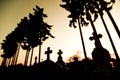 Cemetery at sunset