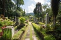 cemetery, with view of beautiful garden, providing a peaceful and serene setting for the departed