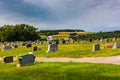 Cemetery and view of rolling hills in York County, Pennsylvania.