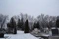 Cemetery in wintertime. Royalty Free Stock Photo