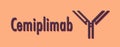 Cemiplimab monoclonal antibody drug. Used in cancer treatment. Generic name and stylized antibody representation.