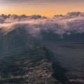 Cemoro Lawang village high altitude with beautiful clouds background