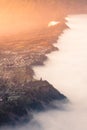 Cemoro Lawang village at Bromo volcano mountain in, East Java, Indonesia with beautiful sunrise and sea of fog